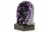 Deep Purple Amethyst Geode With Wood Base - Uruguay #364437-1